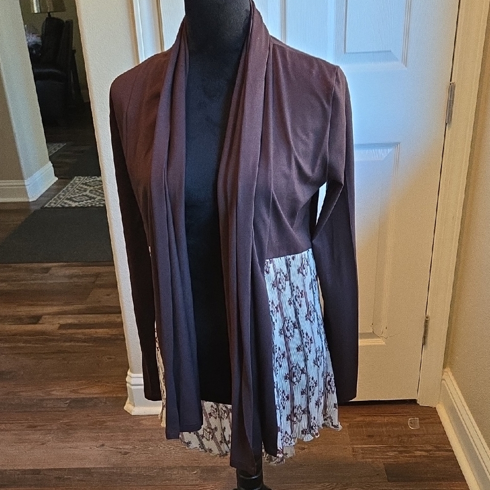 ⭐️Tasha Polizzi Chocolate and Cream Open Front Long Cardigan